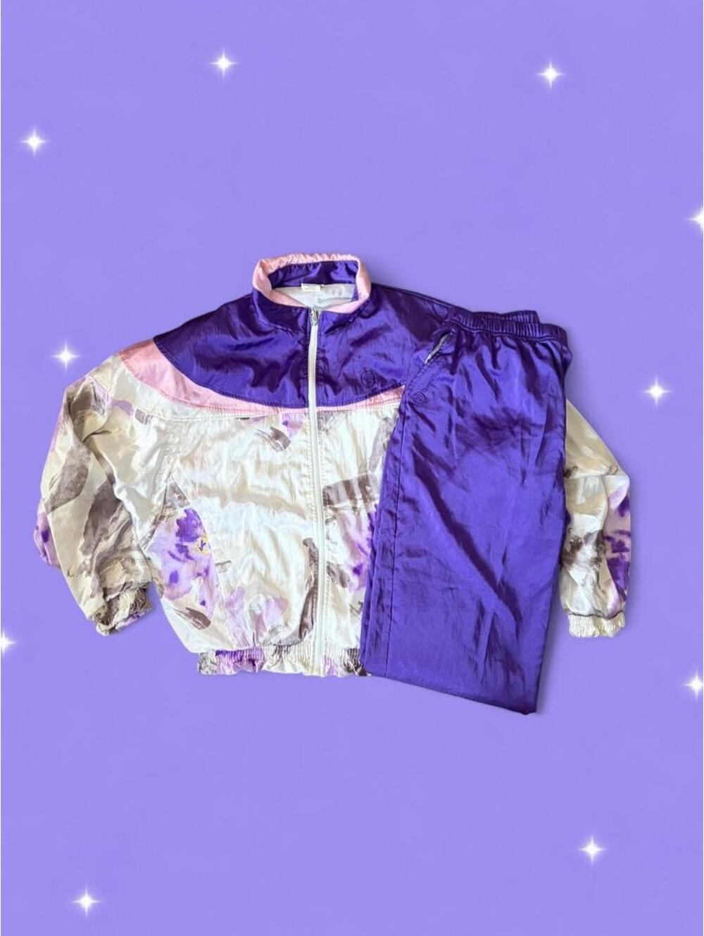 Vintage 80s 90s Sergio Tacchini Purple Retro Tracksuit Set size 14 💜